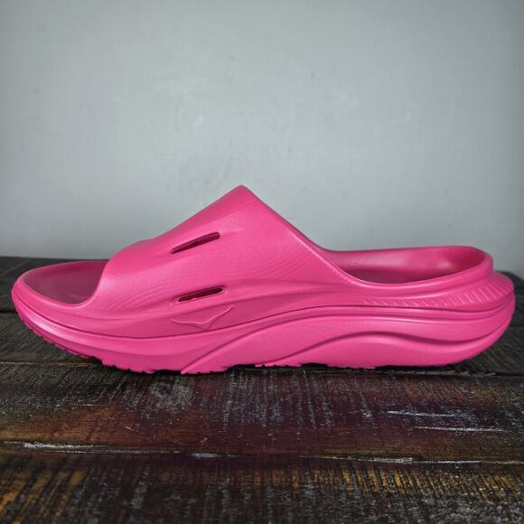 NEW HOKA One One Ora Recovery Slides 3 Mens Size 10 Comfy Sandals Pink Yarrow - Picture 6 of 12
